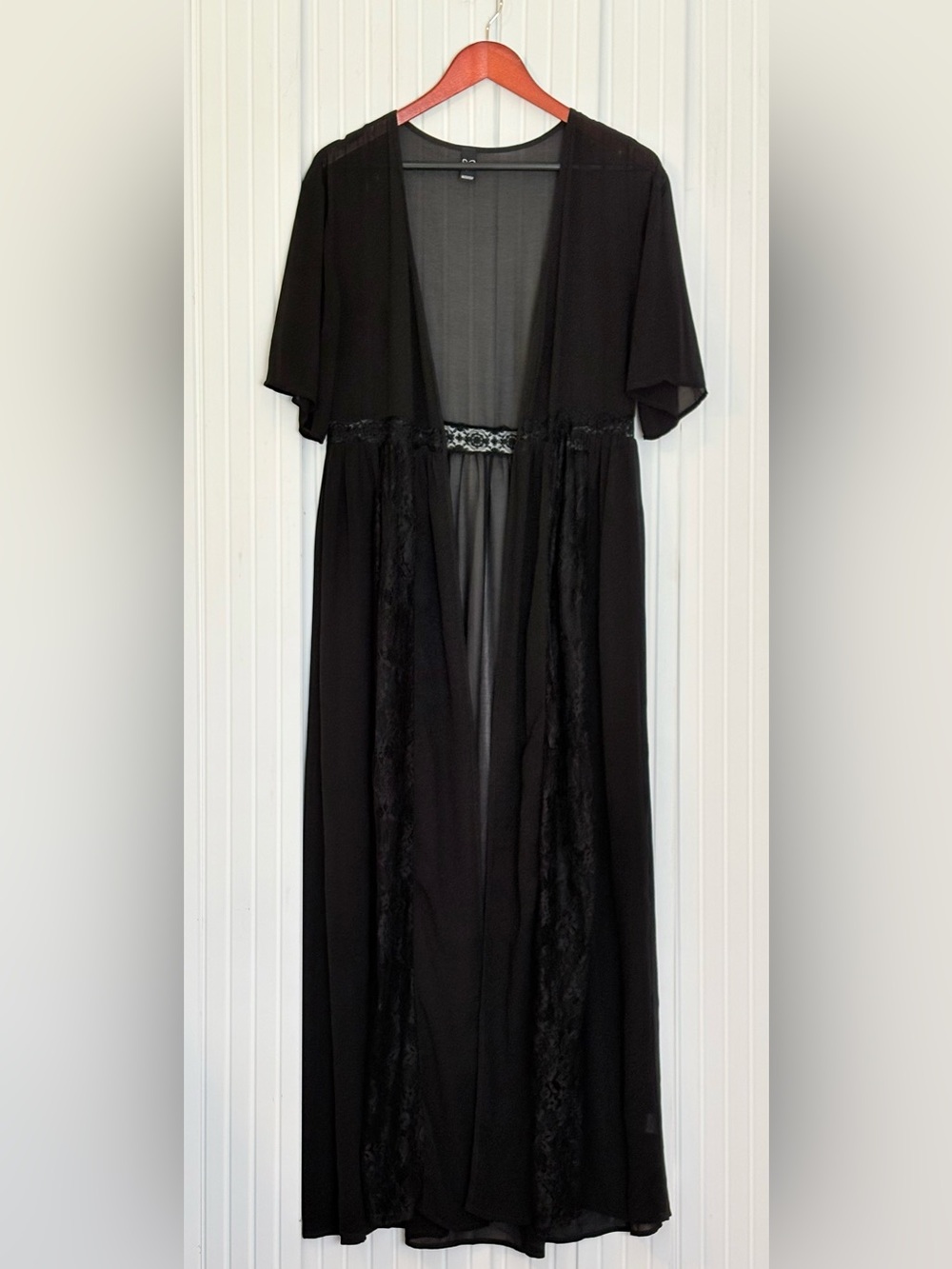 Windsor Long Kimono Duster L Lace Detail Whimsigoth Witchy Layer Soft Goth Black